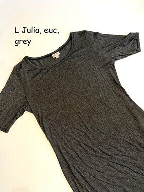 Large Lularoe Julia sheath dress, charcoal grey heathered